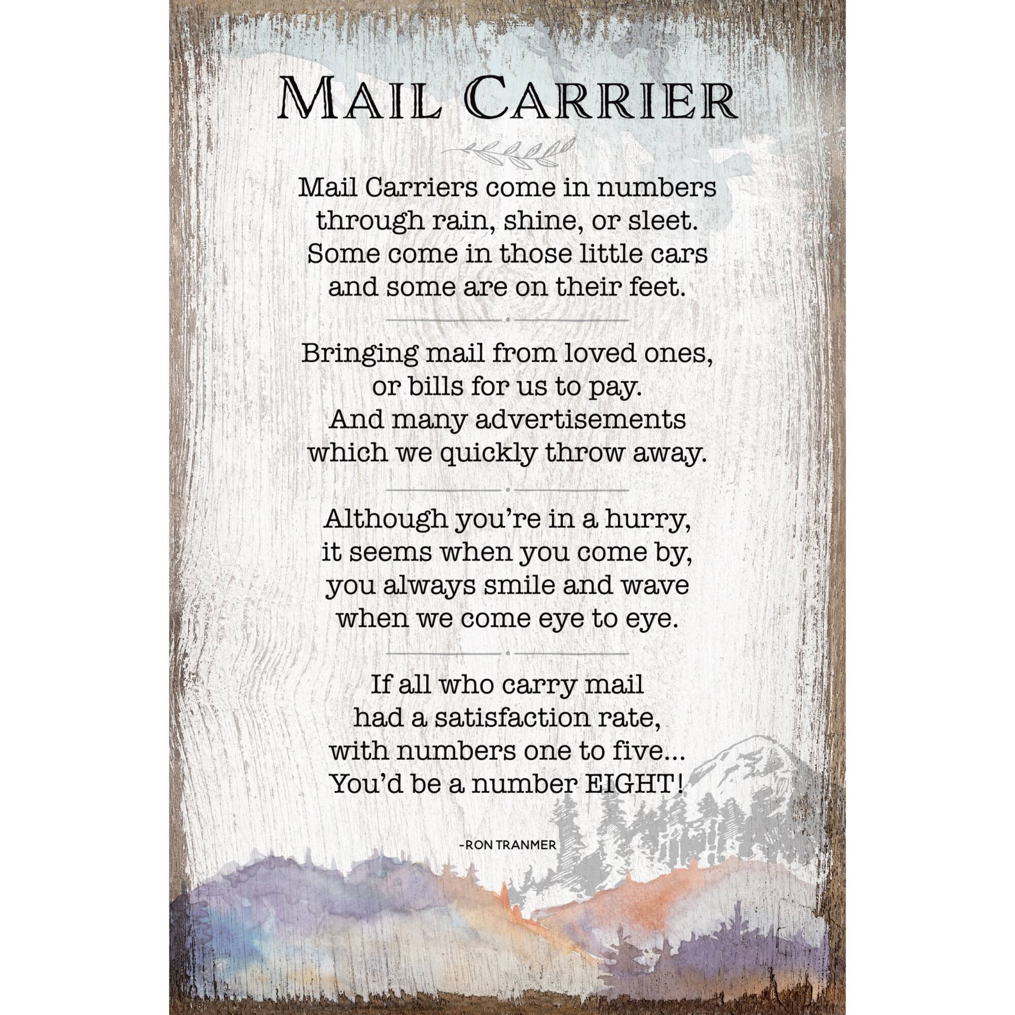 Mail Carrier Inspirational Wood Plaque